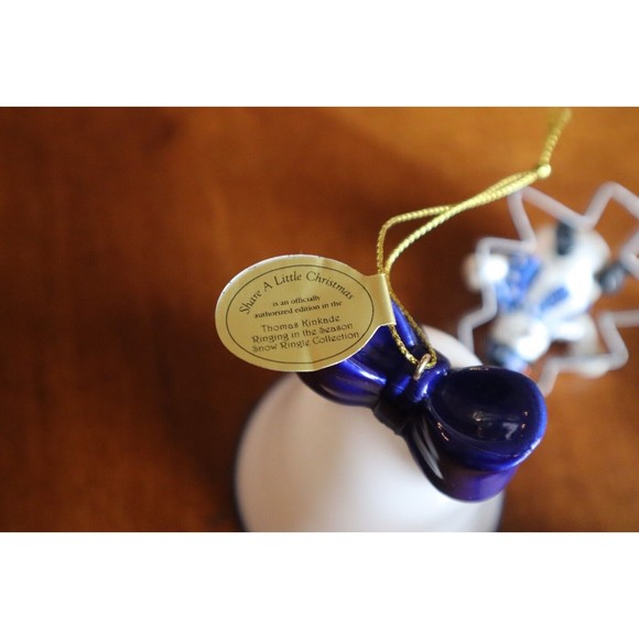 Glued* Lot Thomas Kinkade Ringing in Holiday Christmas Bell Ornaments W/ Snowmen - Picture 9 of 13